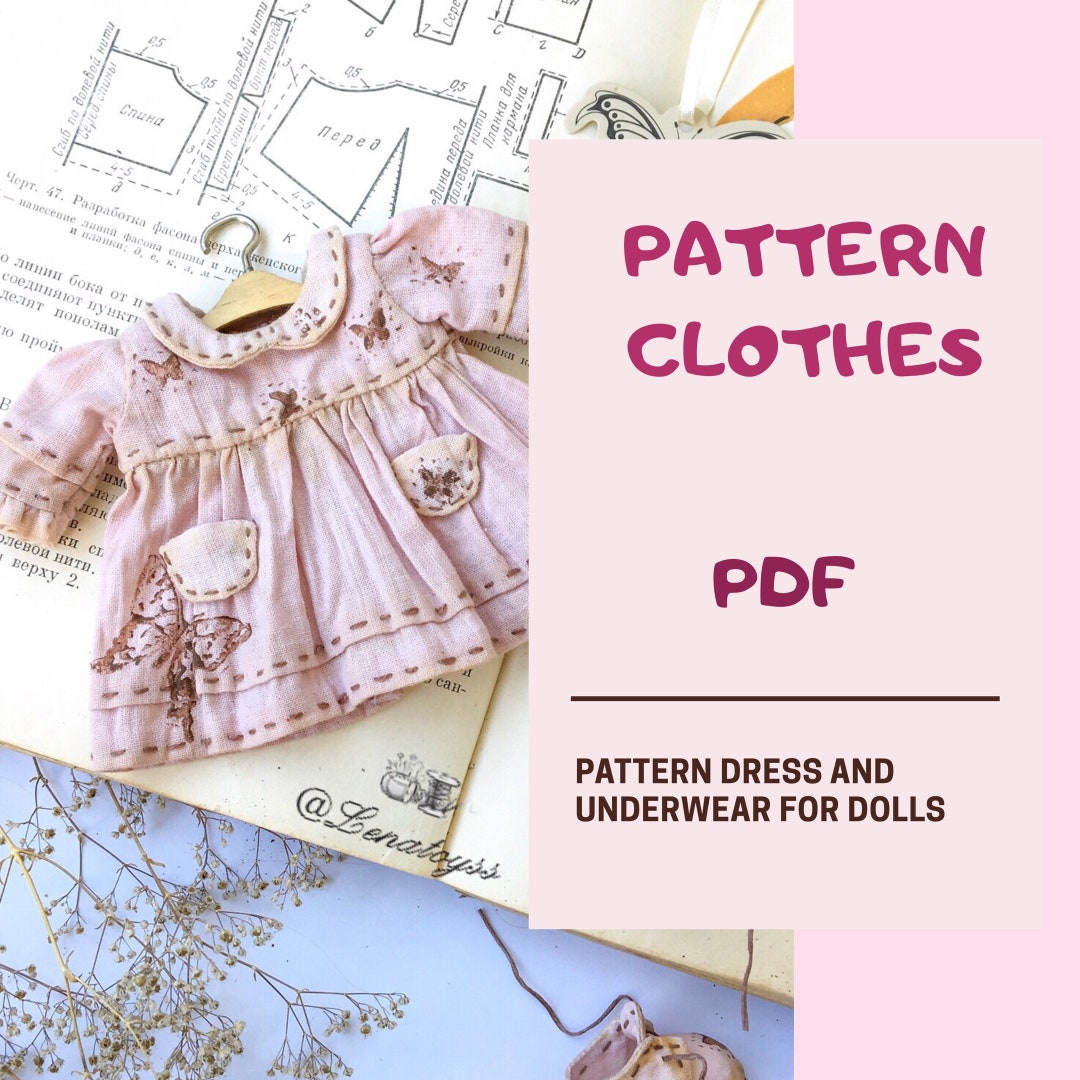 Dress Pattern for Soft 8 Inch Dolls in PDF. Clothes for Textile Dolls. - Etsy