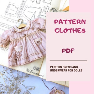 Dress pattern for soft 8 inch dolls in PDF. Clothes for textile dolls.Doll Dress Pattern for 8 Inch Dolls (PDF)