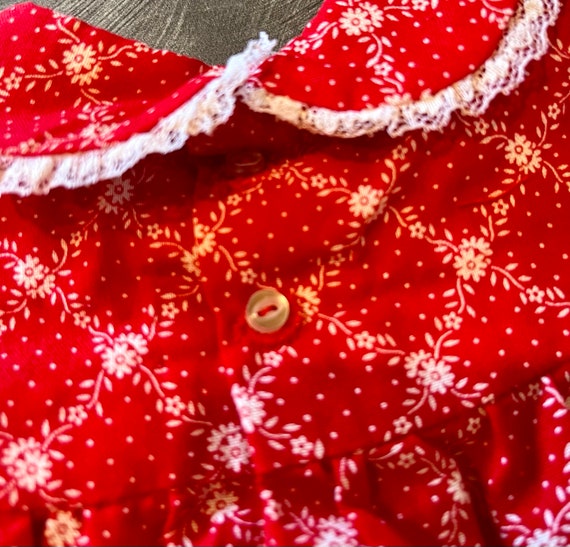 Handmade Vintage Baby Red Dress with Lace Trim w/… - image 2