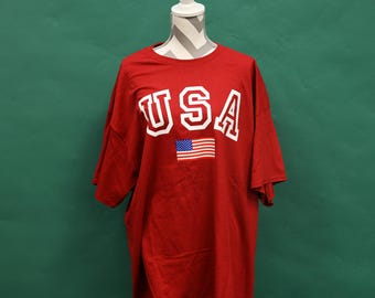 T-shirt rossa taglia 3XL con logo USA, codice articolo #1399