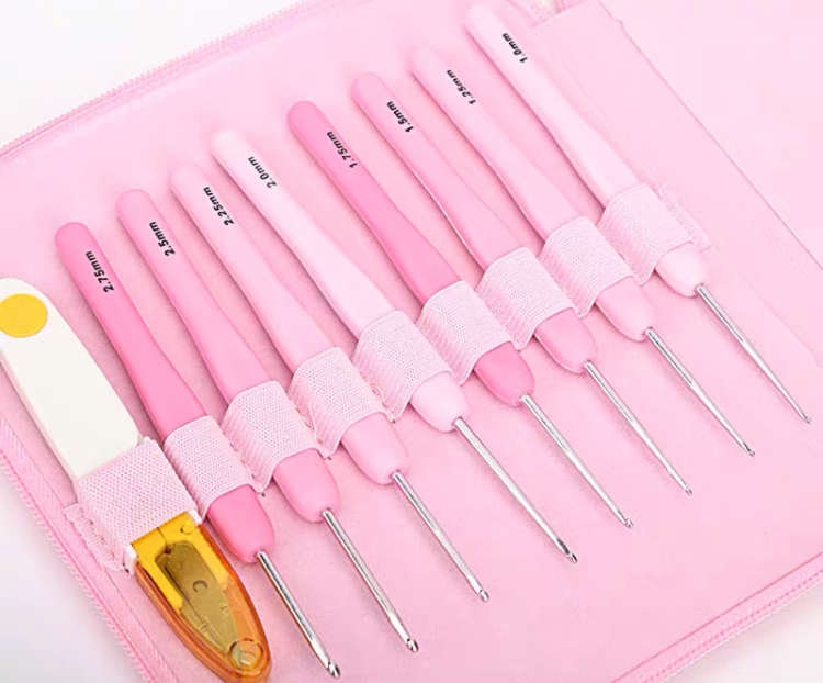 Lace Crochet Hooks Set Knitting Needles Tool Kit with Bag For Beginner