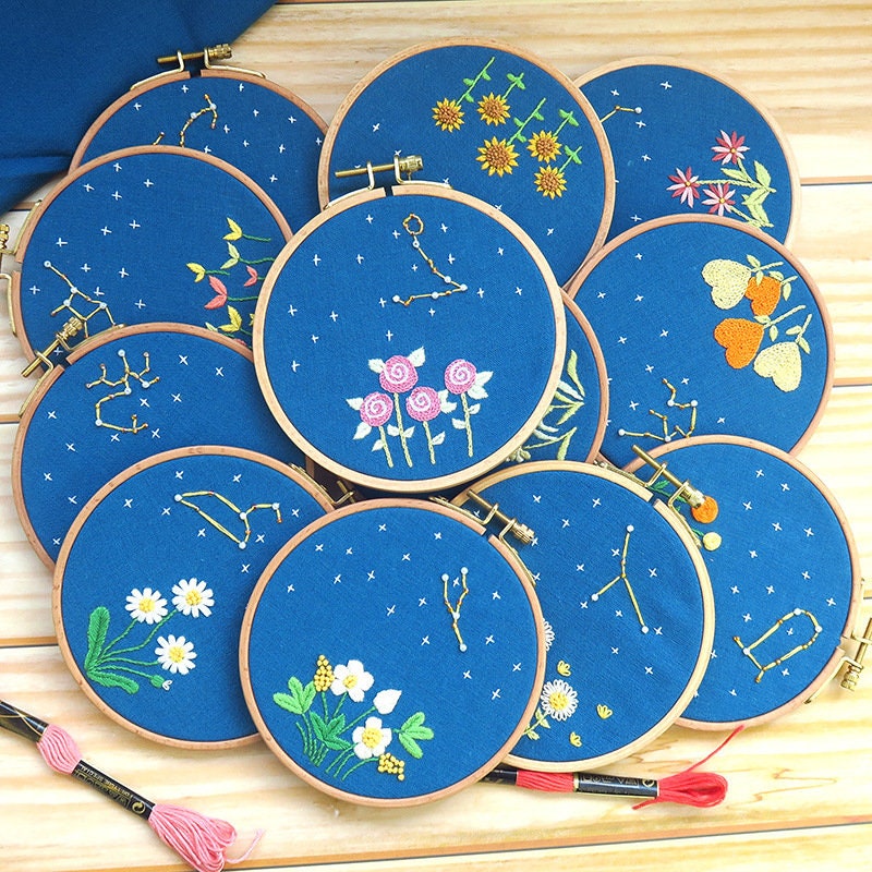 Embroidery DIY Zodiac Signs Full Kit for Beginner Etsy