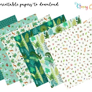 Six paper designs to download - jungle, insects, dogs and tiger jungle