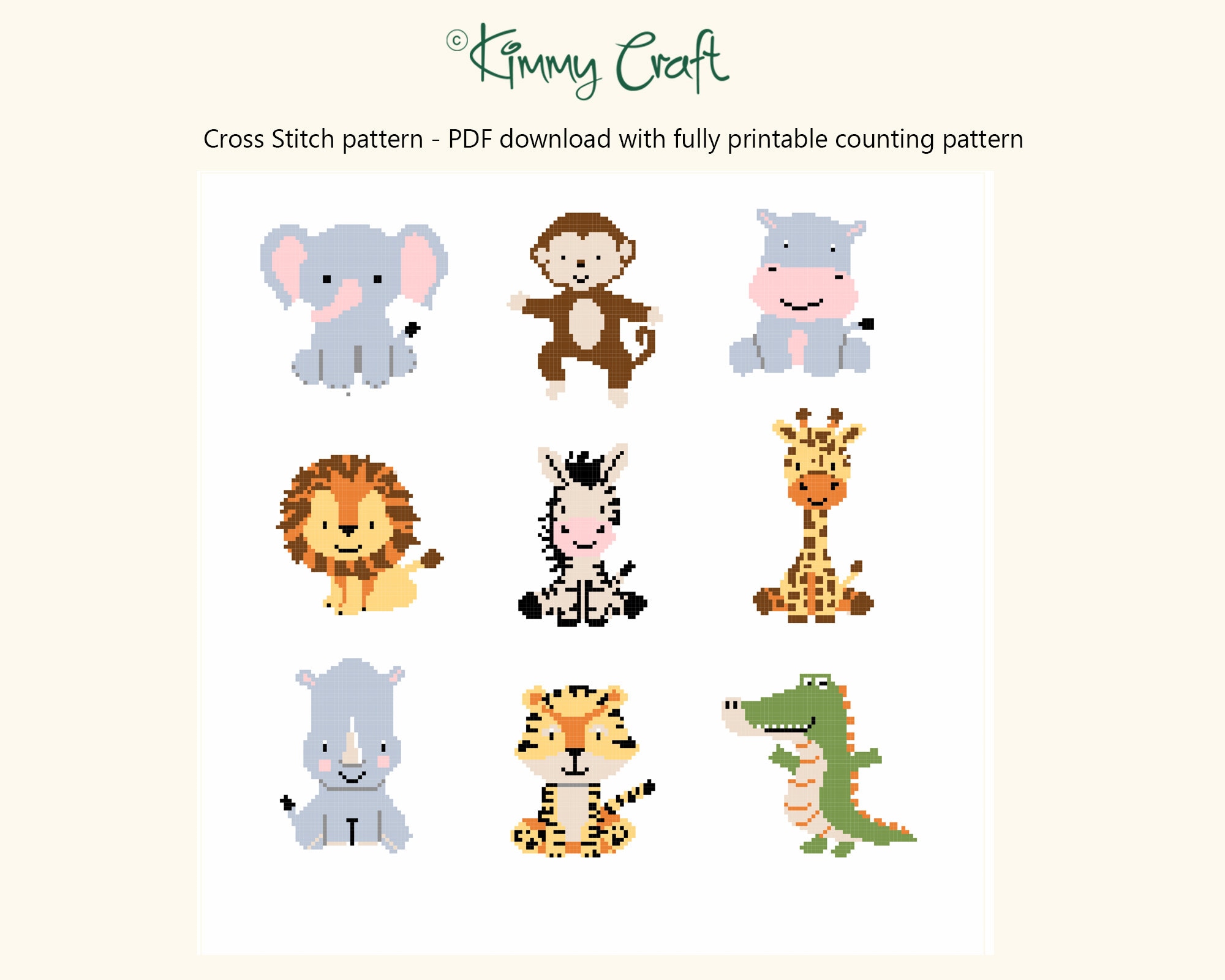 Cross Stitch Pattern PDF Download of Cute Safari Animals . Counting Pattern Instructions With Fully Printable Guide. - Etsy cross-stitch-pattern-pdf-download-of-cute-safari-animals-counting-pattern-instructions-with-fully-printable-guide-etsy