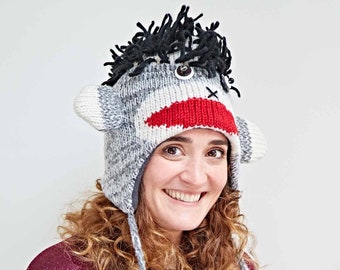 Handmade Crazy Monkey Woollen Animal Hat - Woolly Hat - Animal Hats For Kids - Knitted Women's Hats - Men's Wooly Hat - Novelty Hat