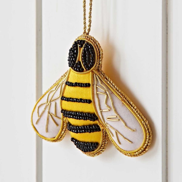 Beaded Bee Christmas Decoration - Quirky Home Décor - Alternative Christmas Ornament - Hanging Tree Decoration