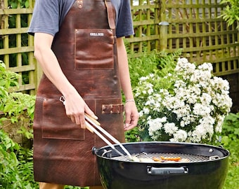 Personalised Dark Brown Leather Apron - Blacksmith Craft - Aprons - Work Aprons - Personalized Apron - Butchers - Bartender - BBQ