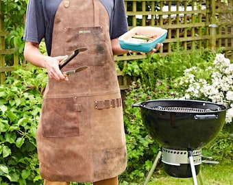 Personalised Brown Buffalo Leather Apron - Blacksmith Craft  Aprons - Work Aprons - Personalized Apron - Butchers - Bartender - Chef - BBQ