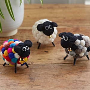 Felt Sheep Ornament - Cute Home Décor - New Home Gift - Quirky Gifting - Multicoloured, Grey and White Colour Options