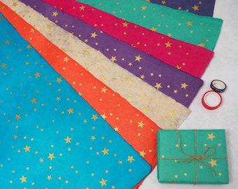 Papel de regalo Star Lokta: hecho a mano y de comercio justo, de origen responsable y respetuoso con el medio ambiente.
