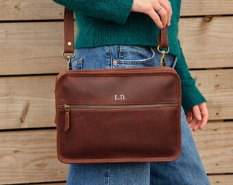 Personalised Leather Tablet Bag - Unisex - Wrist Strap Bag - Crossbody Bag - Galaxy Tablet Bag - iPad Bag - Essential Travel Bag