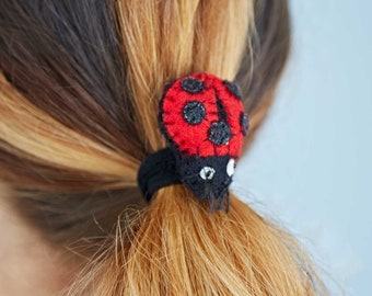 Pack of Three Felt Lilly Ladybird Hair Tie - Felt Hairband - Ladybird Hair Accessories - Cute Accessory - Stocking Fillers - Ladybug Bobble