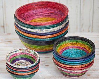 Recycled Newspaper Bowls - Paper Bowls - Handmade Bowl - Sustainable Living - Trinket Bowl - Recycled Newspaper Baskets - Bowls Gift