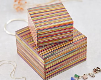 Multicoloured Mango Wood Trinket Box - Jewelry Box - Keepsake Box - Bits and Bobs Box -Jewellery Box Storage - Colourpop Home Decor