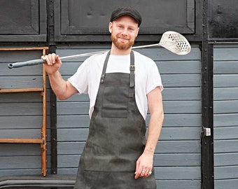 Personalised Black Buffalo Leather Apron - Blacksmith Craft Aprons - Work Aprons - Personalized Apron - Butcher - Chef - BBQ