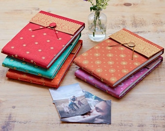 Sari Photo Albums - 5 Colours - Handmade Fabric Picture Album - Colourful Photo Album - Scrapbook - Wedding Album - Indian Sari Fabric