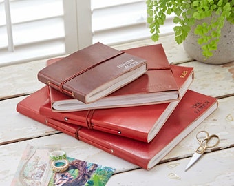 Álbum de fotos personalizado de cuero desgastado: Álbum de recortes tradicional hecho a mano