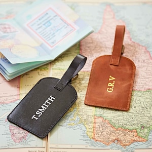 Gepersonaliseerde lederen bagagelabels - reislabel - bagageriem - gepersonaliseerd bagagelabel - reiscadeau - huwelijkscadeau - reisaccessoire