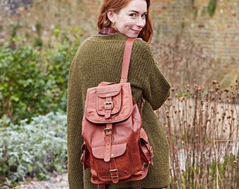 personalised leather backpack