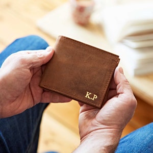 Personalised Handmade Buffalo Leather Wallet - Coin Wallet - Bi-Fold Wallet - Cash And Coin Holder - Personalized Gift for Him