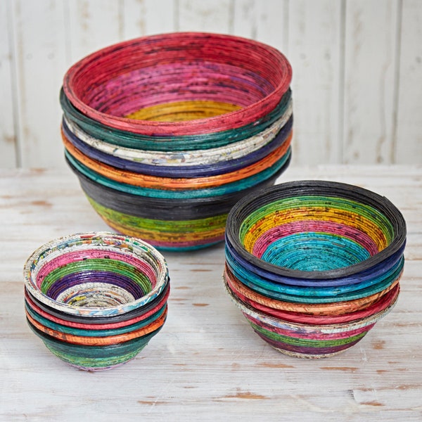 Recycled Newspaper Bowls - Paper Bowls - Handmade Bowl - Sustainable Living - Trinket Bowl - Recycled Newspaper Baskets - Bowls Gift