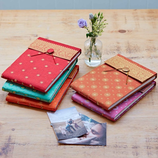 Sari Photo Albums - 5 Colours - Handmade Fabric Picture Album - Colourful Photo Album - Scrapbook - Wedding Album - Indian Sari Fabric