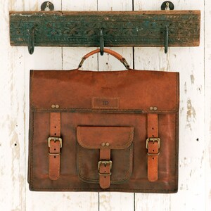 Cartera de cuero marrón personalizada y grande rediseñada - Bolso para computadora portátil personalizado - Bolso de hombro - Bolso de mano de cuero - Bolso de cuero para mujer