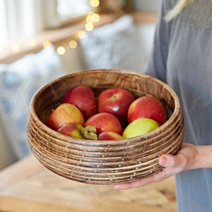 Handmade Wooden Fruit Bowl - Natural Wood Salad Bowls