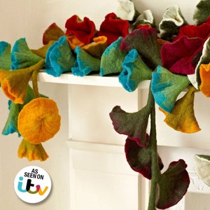 Handcrafted Felt Flower Garlands - Floral Décor - Decorative Garland - Wedding or Home Décor - Mantle Decorations - Handmade Wall Hanging