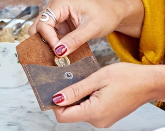 Personalised Buffalo Leather Coin Purse: Small Money Pouch