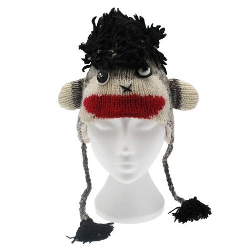 Handmade Crazy Monkey Woollen Animal Hat Woolly Hat Animal Hats For Kids Knitted Women's Hats Men's Wooly Hat Novelty Hat image 2