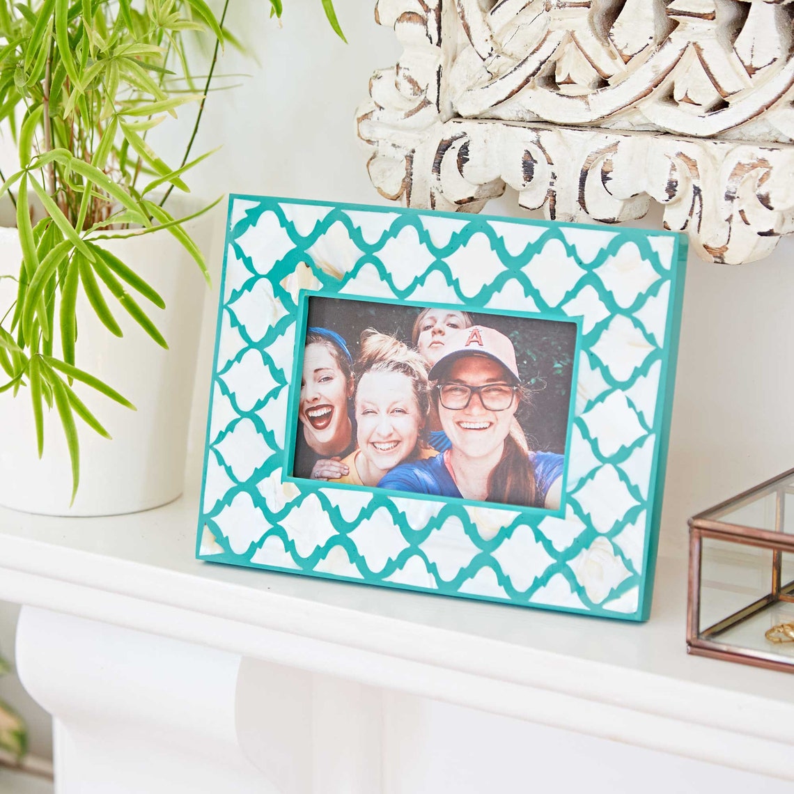 Mother Of Pearl Photo Frame 4x6 Picture Frame Blue And Etsy