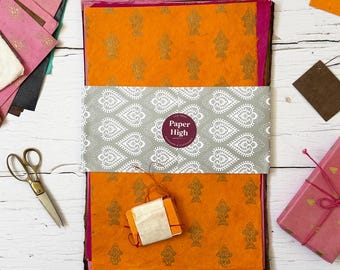 Lokta Paper Craft Pack - 25 Sheets - Gift Tags - Mixture of Colours and Patterns - Sustainable - Gift Wrap