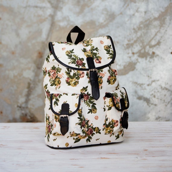 Canvas Fabric Women Mini Backpacks Soft Touch Ladies Shoulder Bag Flower Printing Girl Small Bagpacks 