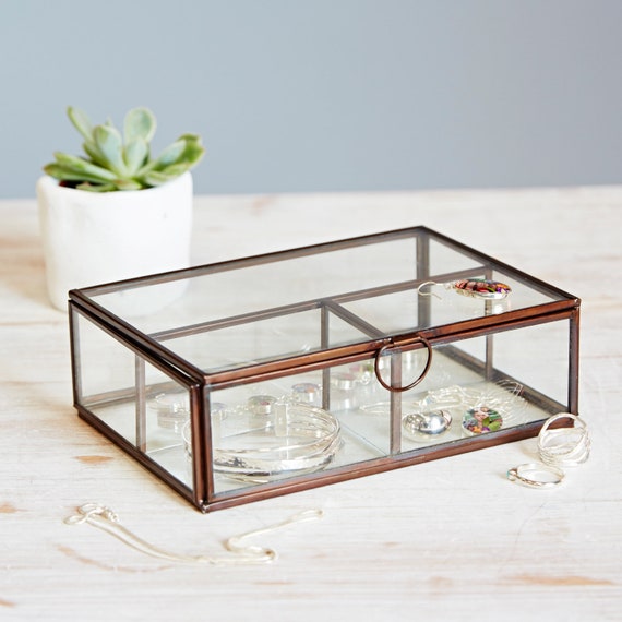 glass compartment jewellery box