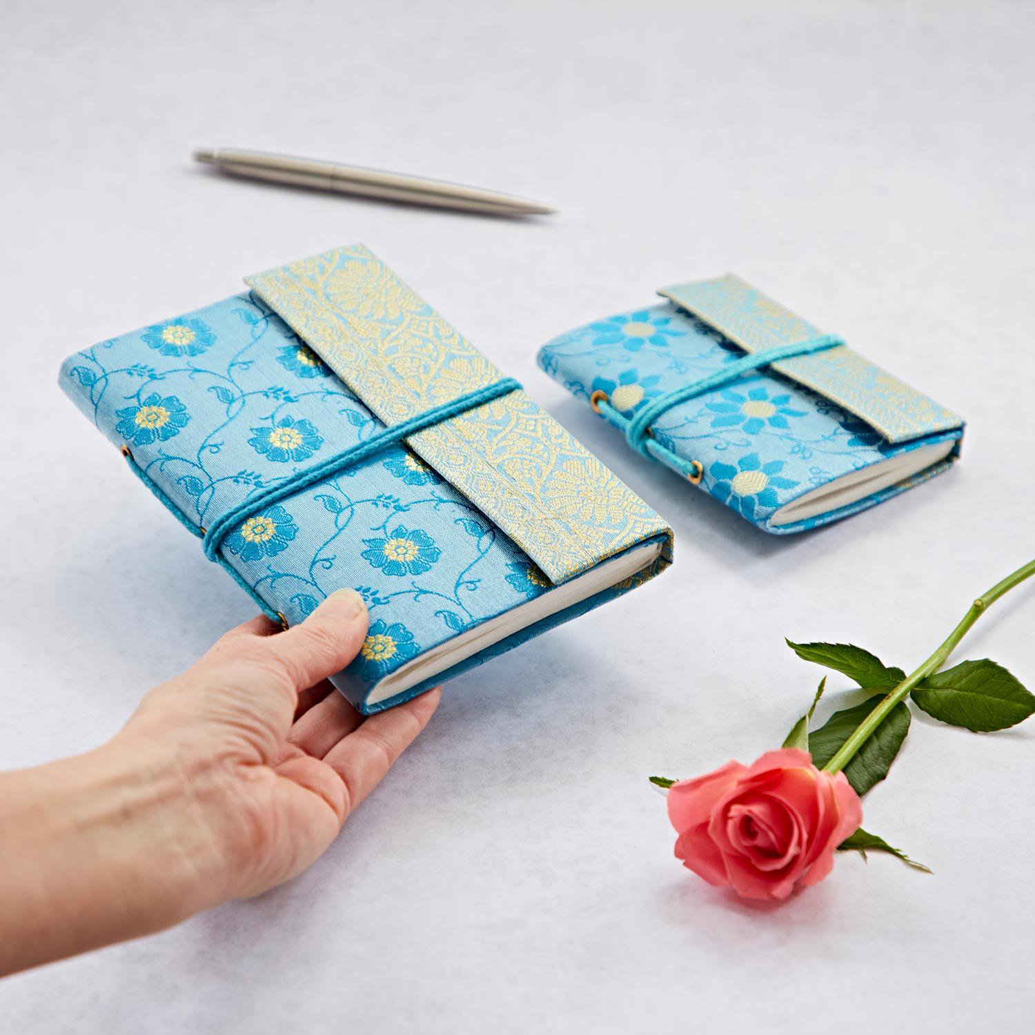 Recycled Sari & Brocade Notebooks With Handmade Paper