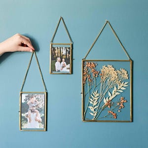 Glass And Metal Hanging Photo Frame - Picture Frame - Industrial Frame - Home Décor - Wall Hanging Frame - Gold Metal Frame - Wedding Frames