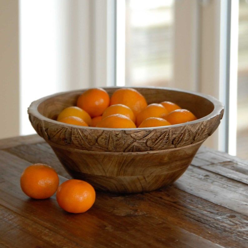 Handmade Fair Trade Carved Wooden Bowl Serving Bowls Salad Etsy