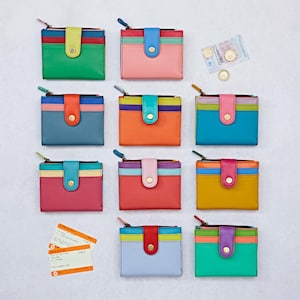 Petit sac à main en cuir recyclé Iman - Accessoire de voyage en cuir recyclé éclatant - Cadeau écologique - Sac à main coloré et lumineux