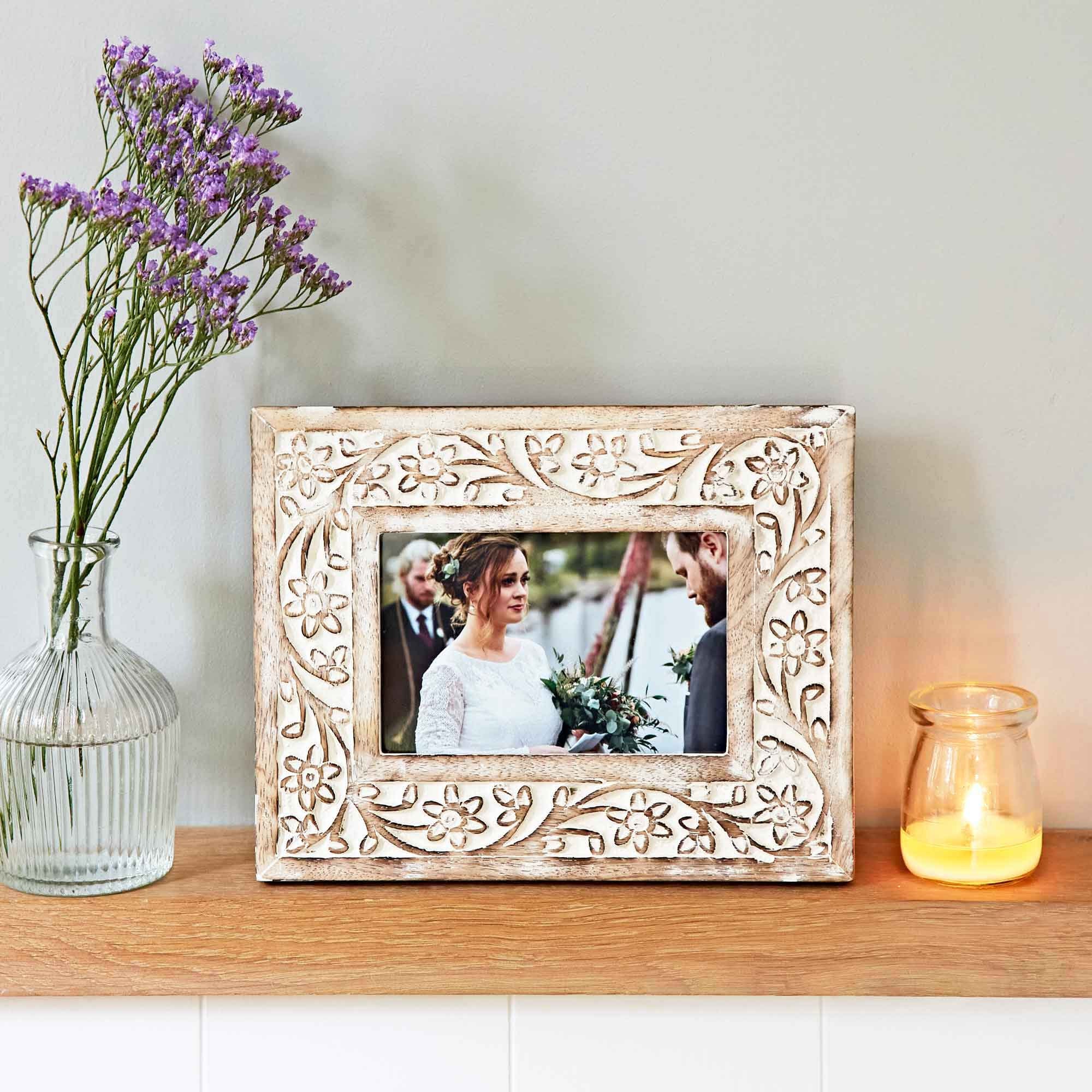 Love Wooden Distressed Beaded 4X6 Photo Frame - Evelie Blu Boutique