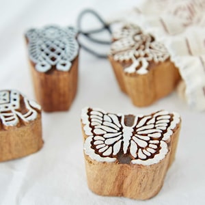 Four Animal Design Wooden Blocks - Craft Paper Stamp - Fabric Textile Printing Block - Indian Handmade Wood Carved Stamps - Clay Pottery