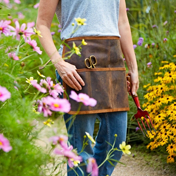 Ceinture à outils personnalisée en cuir de buffle - Ceinture de jardinage - Ceinture de menuisier - Ceinture de travail - Tablier en cuir personnalisé - Accessoires de jardin