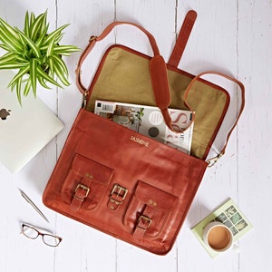 Bolso tipo cartera de cuero con correa grande marrón personalizado - Bolso tipo cartera de estilo vintage - Bolso para viajeros - Bolso para la universidad