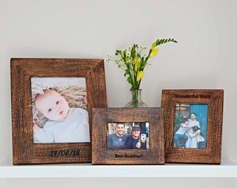 Gepersonaliseerde handgemaakte natuurlijke houten fotolijst - 4x6 5x7 8x10 fotolijst - houten frame - duurzame fotolijsten