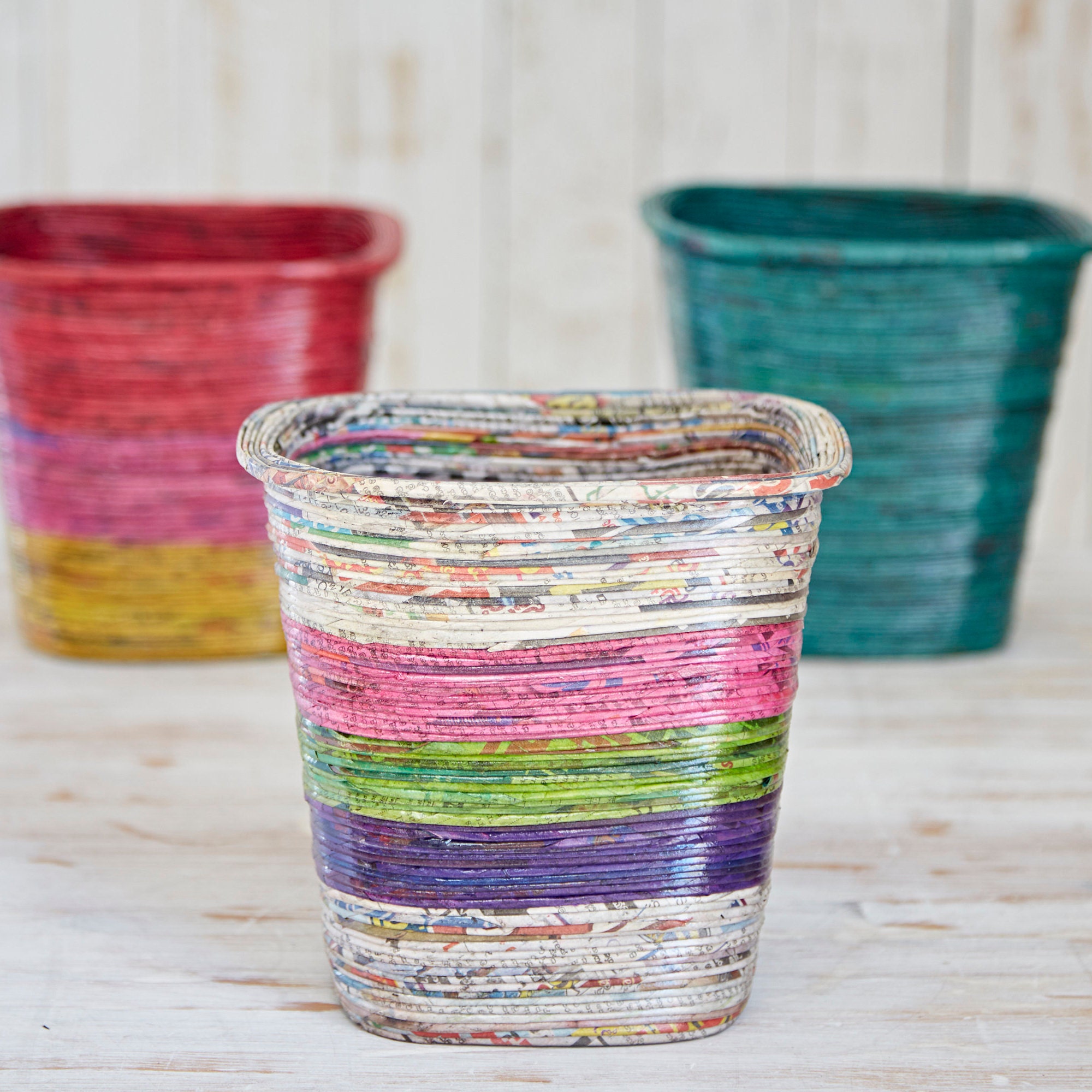 Recycled Newspaper Waste Paper Basket Waste Paper Bin Etsy