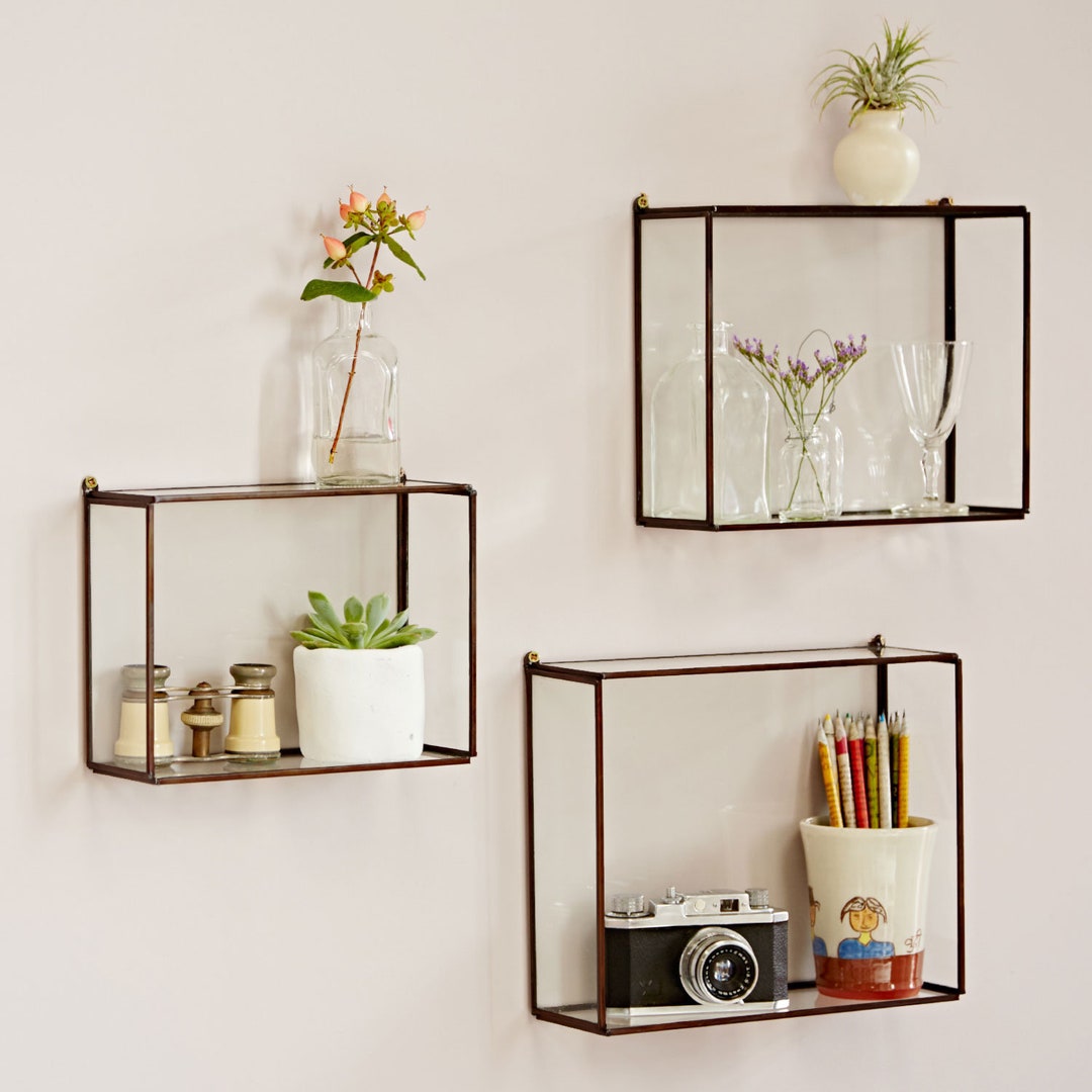 Hanging Glass Wall Shelf Box Shelves Glass Shelving Rectangle Shelves