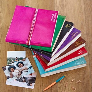 Personalised Distressed Full Cover 3 String Leather Photo Albums - Colourful Album Scrapbook Sketchbook - Wedding Album or Guestbook