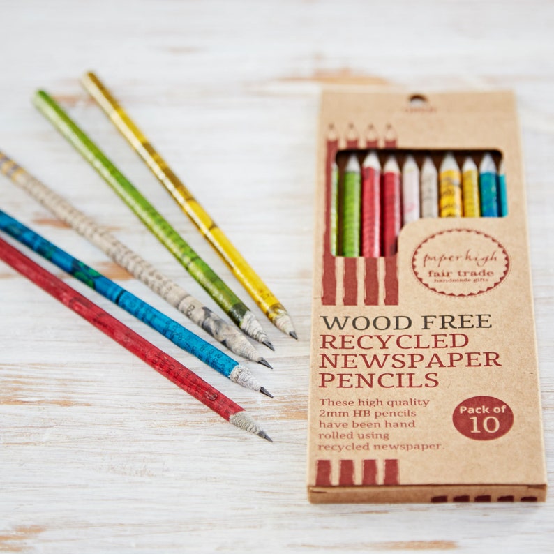 Recycled Newspaper Pencil Set Set of Pencils Pencils in Etsy UK