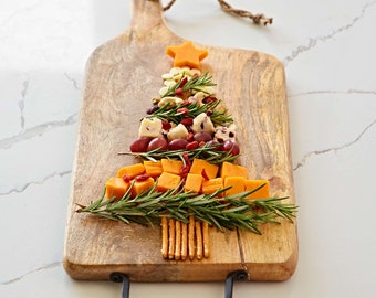 Tabla de cortar de madera maciza en forma de manzana con mango para frutas  y verduras – Pequeña tabla de pan de madera, plato para servir queso, tabla