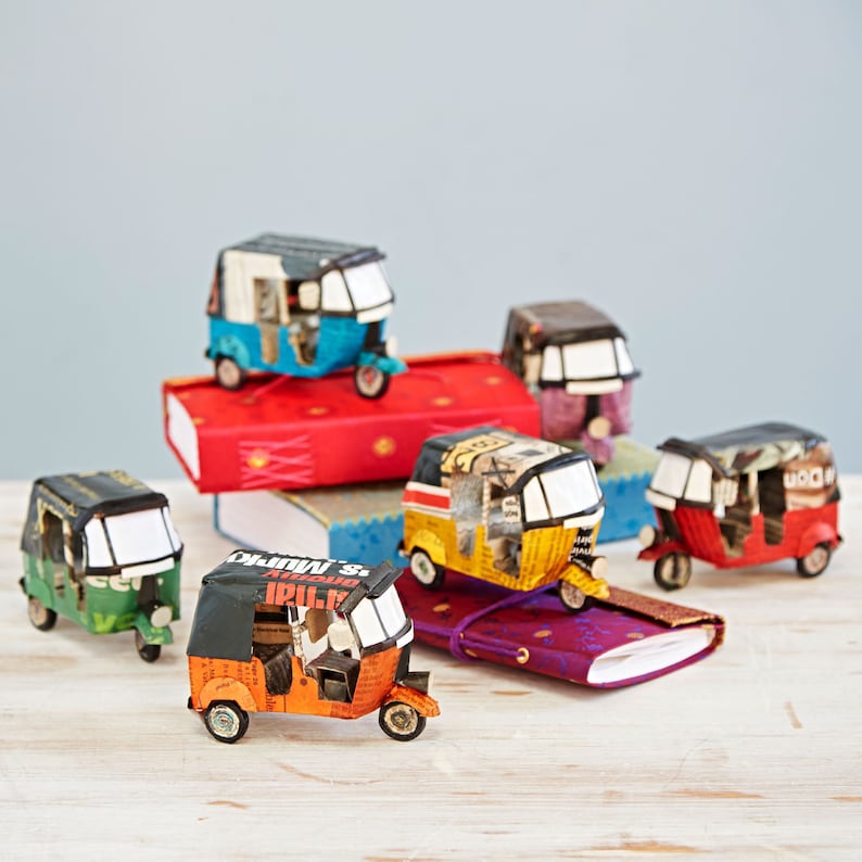 Recycled Newspaper Tuk Tuk Decorative Ornaments Indian Bicycle Gift For Travellers Colorful Gift Eco Friendly Gift Home Décor Surprise Me!